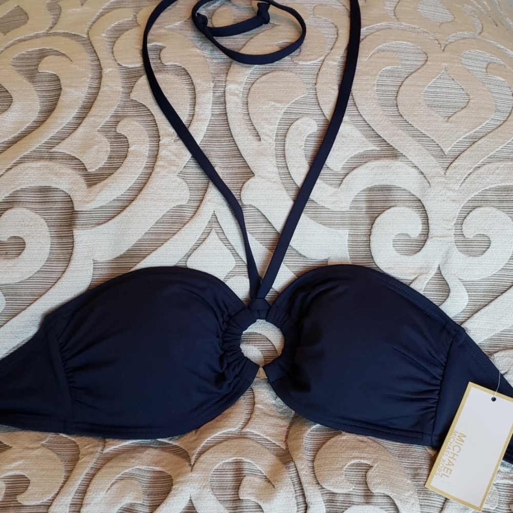 💞Michael Kors Navy/Silver Bandeau Swim Top💞